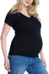 Maternity Soft and Stretchy Short Sleeve Tee Shirt Pregnancy Top - 1, 2 & 3 Pack, Core Black, Medium