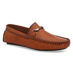 San Frissco Men's Loafers Solid Textured Driving Shoes/Soft Cushion Insole Material with TPR Sole and Patterned Outsole Casual Slip-On/Elevate Your Style with Comfort Perfect for Party - 7 (Tan)