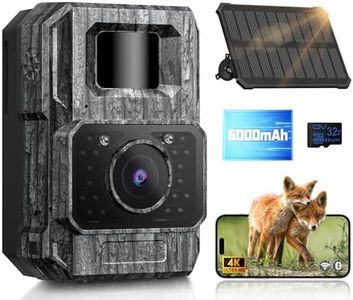 MAXDONE Wildlife Camera WiFi Bluetooth - 4K 64MP Solar Infrared Trail Camera with Night Vision Motion Activated, IP66, 0.1s Trigger, 6000mAh Built-in Battery Rechargeable for Garden Monitoring