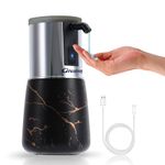 GreatmayAutomatic Soap Dispenser, Ceramic Base, Touchless Hand Sanitizer Pump, USB Rechargeable,Countertop Electric Battery Operated Soap Dispenser,Suitable for Bathroom,Kitchen (Black+Silver)