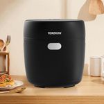 YOKEKON Rice Cooker Small 2L,Low Sugar Mini Rice Maker and Stainless Steel Rice Cooker for 2-4 People, 8-in-1 Smart Control Multifunction, Delay Timer, and Auto Keep Warm, Sushi, Risotto, Cake, Black