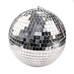 Boshen 6" Disco Mirror Ball with Hanging Ring Silver Party Disco Ball Light for Party Xmas DJ Stage Lighting Effect