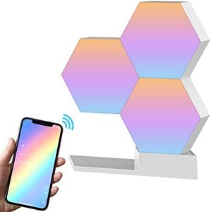 Yescom APP Control Hexagon Lights 3 Pack Smart LED Panel Smarter Kit Music Sync 16 Million Colors Change Work with Alexa & Google for Gifts Gaming Room