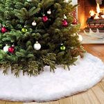 Christmas Tree Skirt, Traditional Christmas Tree Decorations White, Xmas Decoration for Xmas Party Home Decorations, Ø 90 cm