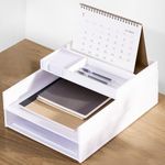 Eufrozy 3 Tier Stackable Letter Tray Paper Organizer, White Desk Paper Tray for Classroom Office Desktop Organizing Cardboard Inbox File Sorter A4 Paper Turn in Tray Document Storage Mail Holder