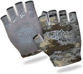 Riverruns SwiftShield Fishing Gloves Shortened Wrist UPF50+ Sun Gloves Fingerless Lightweight Breathable Hiking Driving Kayaking Paddling(CamoGray,XL)
