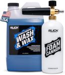 Slick Products Wash & Wax (64 oz.) + Pressure Washer Foam Cannon Bundle – Super Concentrated Car Wash Foam Shampoo for Car, Truck, RV, Motorcycle, Trailer, and Boat