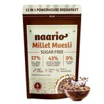 Naario Millet Muesli Sugar Free, High Protein, Fruit and Nuts | Healthy Breakfast Cereal with Coconut, Chocolate, Oats, Almonds, Seeds, Jaggery | Gluten Free - 350g