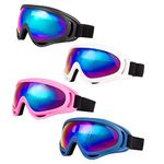 LJDJ Ski Goggles, Pack of 4 Snow Snowboard Goggles, Motorcycle Goggles UV Protection Anti-fog for Men Women Kids