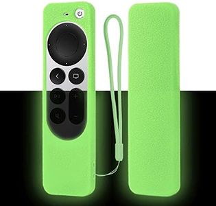 Protective Silicone Remote Case for 2021 Apple 4K TV Series 6 Apple TV Siri Remote 2nd Gen Remote, Shockproof, Washable and Skin-Friendly Cover Non-Slip with Frosted Texture (Glow in Dark Green)