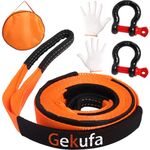 Tow Rope 5M x 5CM, 10Ton (22,000 LBS) Tow Strap Car Kit with 2 Reinforced Shackles(14Ton-31,000LBS) and 2 Protective Gloves – For Off-Road Recovery and Cars (Orange)