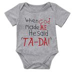 JYHOPE When God Made Me Jumpsuit Newborn Infant Baby Letter Print Romper(6-9Months,Grey)