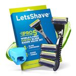 LetsShave Pro 5 Shaving Value Set Razor for Men with 4 Blades & 1 Handle + Razor Cap, World's First Curved Blade Razor, Face & Head Shaving Kit