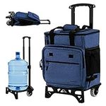 COSTWAY 50-Can Large Rolling Cooler, Leakproof Insulated Soft Cooler Bag with Wheels and Adjustable Handle, 3-in-1 Collapsible Cooler Trolley Cart for Beach, Camping, Picnic, Travel (Dark Blue)