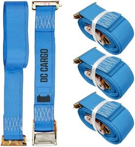 DC Cargo Mall E Track Straps 2" x 20", Heavy Duty Cam Buckle Tie Down Straps 3000Lbs Break Strength (4 Pack Blue) E Tack Accessories for Load Securement in Pickups, Trailers, Trucks, Boats, Vans, Cars