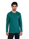 TECHNOSPORT Men's Slim Fit Polyester Solid Athleisure Crew Neck T-Shirt with Full Sleeve, Moisture Wicking and Quick Dry (MTOR17SSE_Shaded Spruce_2XL)