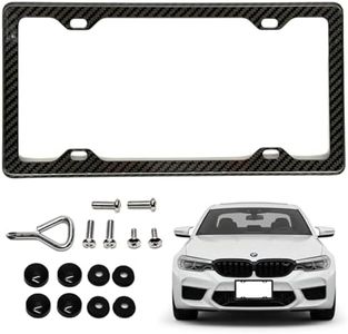 Plate Jade 100% Real 3k Twill Weave Carbon Fiber Car License Plate Frame with Slim 4 Holes & Black Screw Caps, Front Rear Universal Fit USA Canada Mexico Standard Size tag Holder (Glossy Black)