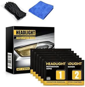 YTXOX Headlight Restoration Kit, Headlight Restoration Wipes, 3-Step System Removes Yellowing Oxidation, Restores Clarity, Long Lasting UV Protection for Safer Night Driving (6 Pcs)