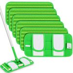6 Pack Reusable Floor Mop Pads Compatible with Swiffer Sweeper Mop, Washable Swiffer Wet Pads Heavy Duty Microfiber Dry Sweeping Cloths Refills for All Purpose Floor Cleaning Mopping, Green