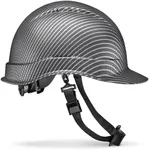 Acerpal Cap Style Non-Vented Grey Silver Classic Matte Finish Carbon Fiber Design OSHA Hard Hat with 6-Point Suspension