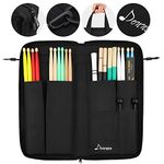 Donner Drum Stick Bag, Drumsticks Cas Large Capacity Suitable for Drumsticks, Drum Key, Drum Wire Brushes, Resonance Pads and Mallets, Black, Christmas Birthday Gift, Great Holiday