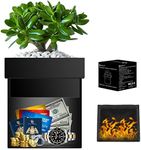 Bdmetals Steel Diversion Flower Pot Safe With Fireproof Money Bag and Lock, Waterproof Secret Hidden Safe Lock Box, Outdoor,Indoor,Garden,Yard for Hiding Cash, Jewelry, Keys,Rings, Watches(Black)