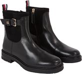 Tommy Hilfiger Women Low Boot Material Mix Ankle Boots, Black (Black), 3.5 UK