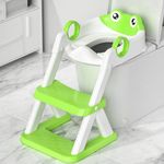 TuckInn Potty Training Toilet Seat, Toddler Toilet Seat for Boys, 2-in-1 Potty Training Toilet with Step Stool Ladder Soft Cushioned Seat Splash Guard (Green)