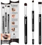 Eyebrow Brush - Duo Eye Brow Spoolie - Angled Eyeshadow Eyeliner - Precision Flat Definer Small Shader - Premium Quality 3 Piece Set - Cruelty Free Synthetic Bristles - Gel Powder Make Up Wax Pomade