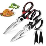 Kitory 2PCS Kitchen Scissors Heavy Duty Sharp Kitchen Scissors Stainless Steel Sharp Shears Multipurpose Utility Scissors with Cover for Meat Poultry Herbs Nuts, Bottle & Jar Opener