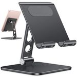 Adjustable Tablet Stand, OMOTON Tablet Stand, Foldable Aluminum Holder Dock Compatible with iPad Pro/iPad Air/iPad Mini, Samsung Tablets, and Cell Phones up to 12.9 Inches, Black