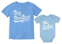 Tstars Sibling Shirts Set for Big Brother and Little Brother 2021 Boys Matching Outfit Kids California Blue 3T / Baby Aqua 24M (18-24M)