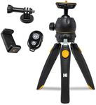 KODAK PhotoGear Mini Adjustable Tripod with Remote, 360° Ball Head, Compact 9” Tabletop Tripod,11” Selfie Stick, 5-Position Legs, Rubber Feet, Smartphone & Action Camera Adapters, E-Guide Included