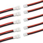 YUNIQUE GREEN-CLEAN-POWER - Set of 5 Pairs Male and Female JST-PH 2.0 Connectors | Cable 80mm, 22 AWG Soft Silicone | For Batteries JJRC H36, H67, Blade Inductrix, EMachine E010 E013, Black, Silicone