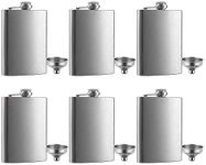 6 Pcs 8 oz Hip Stainless Steel Flask & Funnel Set by QLL, Easy Pour Funnel is Included, Great Gift (6 PCS, 8 OZ)