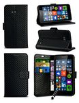 For Apple iPhone 7 (4.7 inch) - Black Textured Carbon Fibre Style Wallet Flip Skin Case Cover with MINI Capacitive Stylus Touch Screen Pen