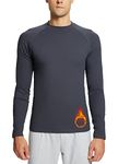 BALEAF Thermal Tops Mens Long Sleeve Quick-Dry Gym Running Tops Compression Base Layer Breathable Grey XL