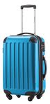 HAUPTSTADTKOFFER - Alex - Carry on luggage On-Board Suitcase Bag Hardside Spinner Trolley 4 Wheel Expandable, 55cm, cyanblue