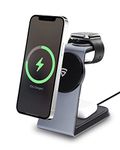 RAEGR MagFix Arc M1050 [3-in-1] 15W Mag-Safe Compatible Wireless Charging Stand Compatible with iPhone 16/15/14/13 Series, Apple Watch Series [Ultra 2/9/8/7/SE], AirPods Pro, Aluminum Uni-Body Design