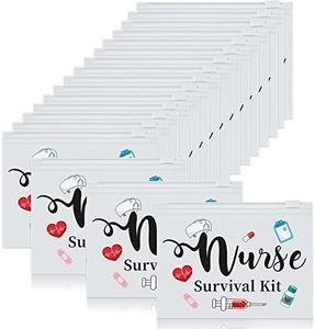 60 Pcs Nurse Survival Kit Bag Nursing Makeup Bags Multi Purpose Cosmetic Pouches for Girls Women Travel Supplies, 7.87 x 5.91 Inches, White, Classic