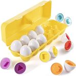 Prextex My First Find and Match Easter Matching Eggs with Yellow Eggs Holder - STEM Toys Educational Toy for Kids and Toddlers to Learn About Shapes and Colors Easter Gift