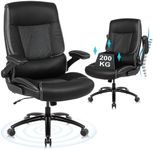 Youhauchair Executive Office Chair, Desk Chair with Flip-up Armrests, 200KG Computer Chairs for Heavy People, PU Leather Office Chairs for Home, High Backrest Ergonomic Office Chair, Black