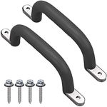 Dolibest Set of 2 Safety Playground Handles, Metal Grab Handle Bars 24.5cm Hand Grips with Finger indentations for Kids Swing Set, Playset, Climbing Frame, Play House Handles, Black (180KG Capacity