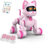 STEMTRON Programmable Remote Control Robot Cat Robot Dog for Kids, Interactive Robotic Dog Robotic Cat, Robo Dog Robo Cat, RC Robot with Touch Sensing, LED Eyes, Dance & Music, Sticker