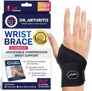 Doctor Developed Wrist Brace, Wrist Wraps for Carpal Tunnel Arthritis, Tendonitis, Hand Support, Ideal for Fitness, Weightlifting - Handbook Included (Wrist Brace 1 Pack)