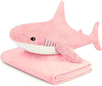 MUPI Shark Plush Shark Stuffed Animal Shark Pillow Stuffed Shark Squishmallow Shark Toy Shark Ocean Stuffed Animal Big Plush Large Stuffed Shark Shark Doll Sea Animal（Pink 39 Inch）, Pink+blanket