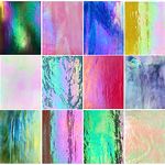 ILLUCKAI12 Sheets Iridescent Stained Glass Sheet, 4 x 6 inch Rainbow Iridized Glass Mosaic Tiles for Crafts, Stained Glass Supplies for Art Glass Projects and Mosaics