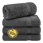 Hotel & Spa Quality 100% Turkish Genuine Cotton, Absorbent & Soft Decorative Luxury 4-Piece Bath Towel Set by United Home Textile, Grey