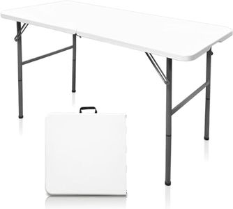 Yorten Plastic Folding picnicTable 4ft, Indoor Outdoor Plastic Fold-in-Half Utility Table with Carrying Handle, Adjustable Height Foldable Table for Picnic, Party, Camping