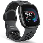 Yoohoo Compatible with Fitbit Versa 3 Straps/Fitbit Versa 4 Strap/Fitbit Sense Strap/Fitbit Sense 2 Strap for Women Men,Sport Breathable Soft Silicone Wristband Replacement for Fitbit Watch,Large